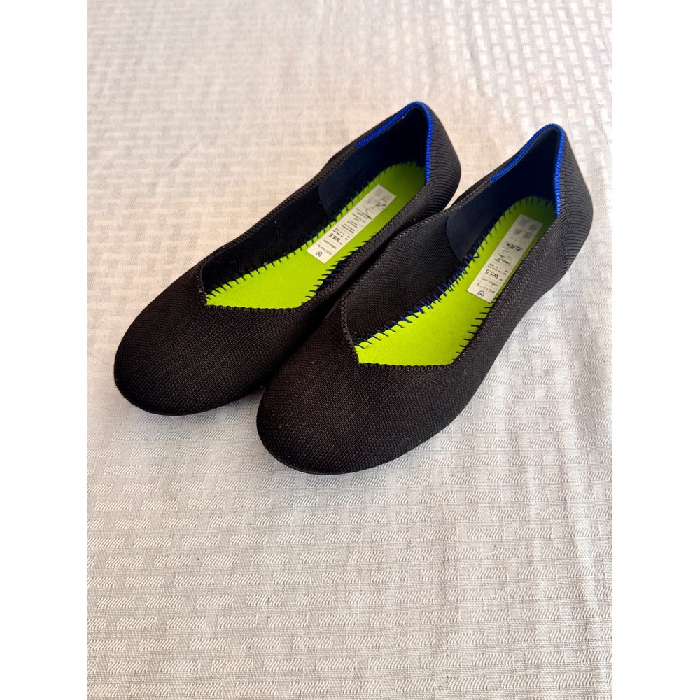 Rothys Black Rounded Toe Flats Womens 8.5 Sustainable Washable Knit Shoes